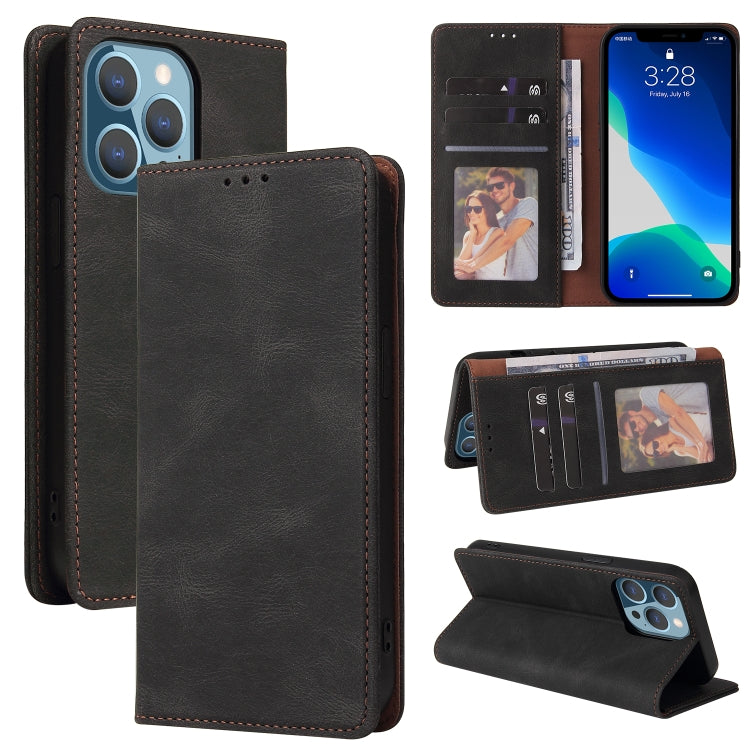 For iPhone 13 Pro Max Simple Suction Closure Horizontal Flip Leather Case with Holder & Card Slot & Wallet