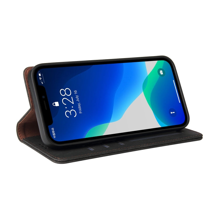 For iPhone 13 Pro Max Simple Suction Closure Horizontal Flip Leather Case with Holder & Card Slot & Wallet