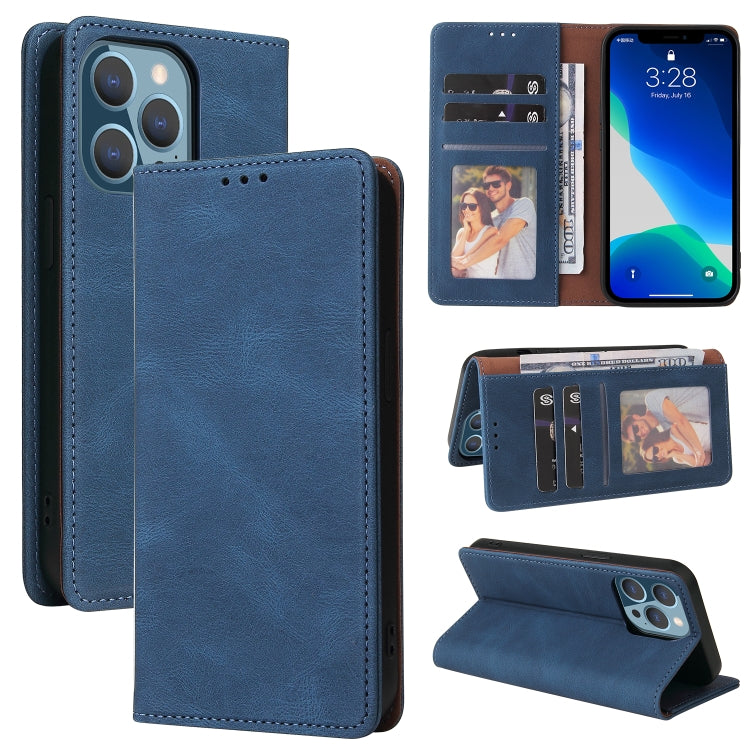 For iPhone 13 Pro Max Simple Suction Closure Horizontal Flip Leather Case with Holder & Card Slot & Wallet