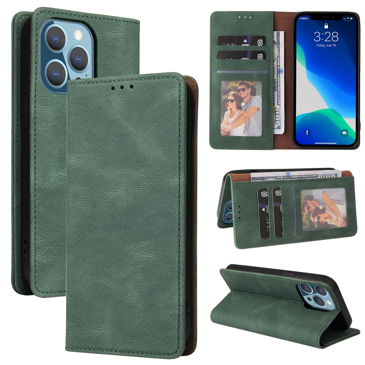 For iPhone 13 Pro Max Simple Suction Closure Horizontal Flip Leather Case with Holder & Card Slot & Wallet