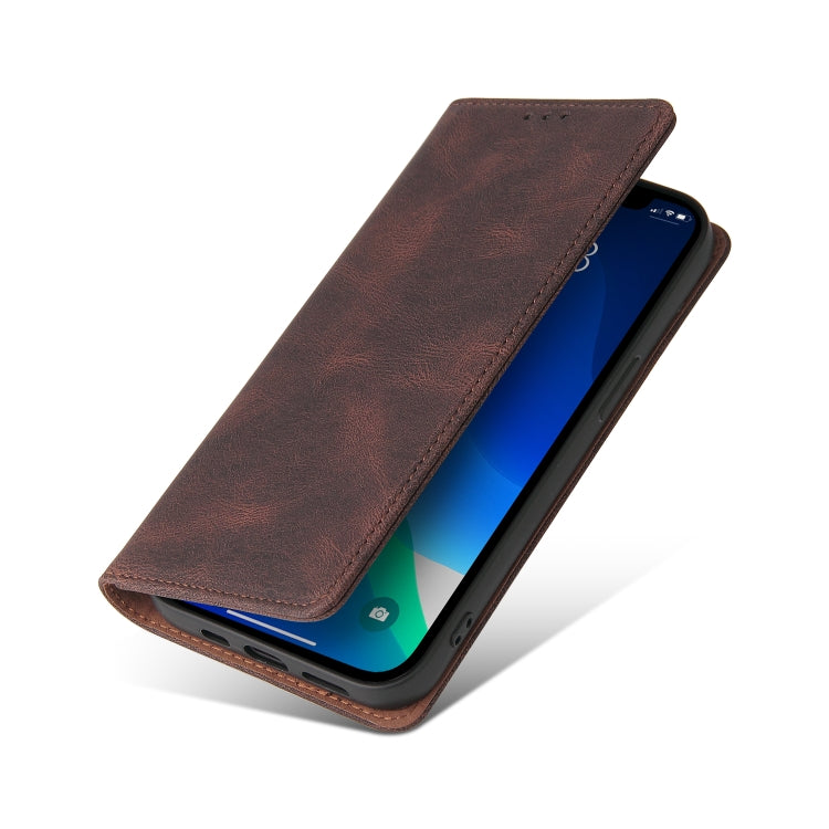 For iPhone 13 Pro Max Simple Suction Closure Horizontal Flip Leather Case with Holder & Card Slot & Wallet