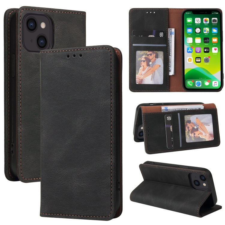 For iPhone 13 mini Simple Suction Closure Horizontal Flip Leather Case with Holder & Card Slot & Wallet
