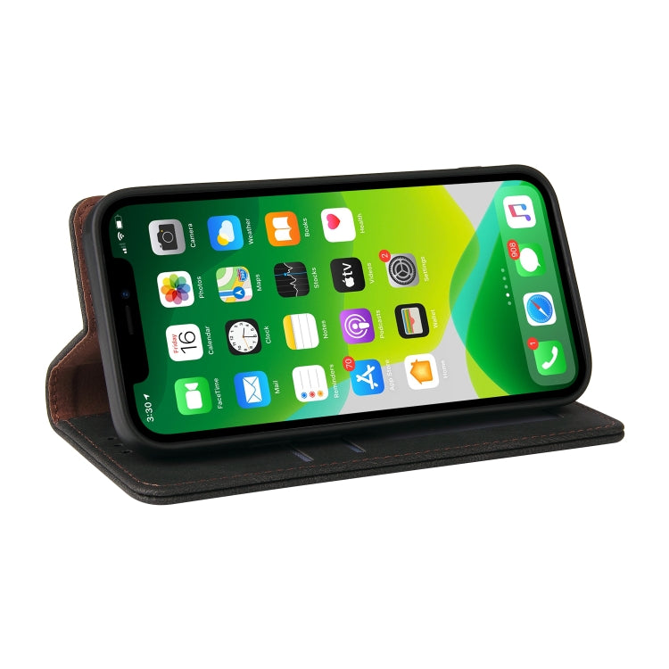For iPhone 13 mini Simple Suction Closure Horizontal Flip Leather Case with Holder & Card Slot & Wallet