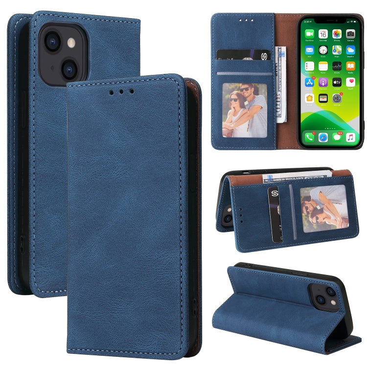 For iPhone 13 mini Simple Suction Closure Horizontal Flip Leather Case with Holder & Card Slot & Wallet