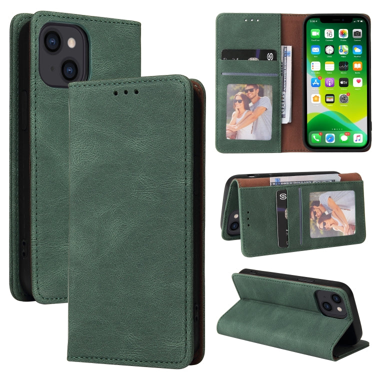 For iPhone 13 mini Simple Suction Closure Horizontal Flip Leather Case with Holder & Card Slot & Wallet