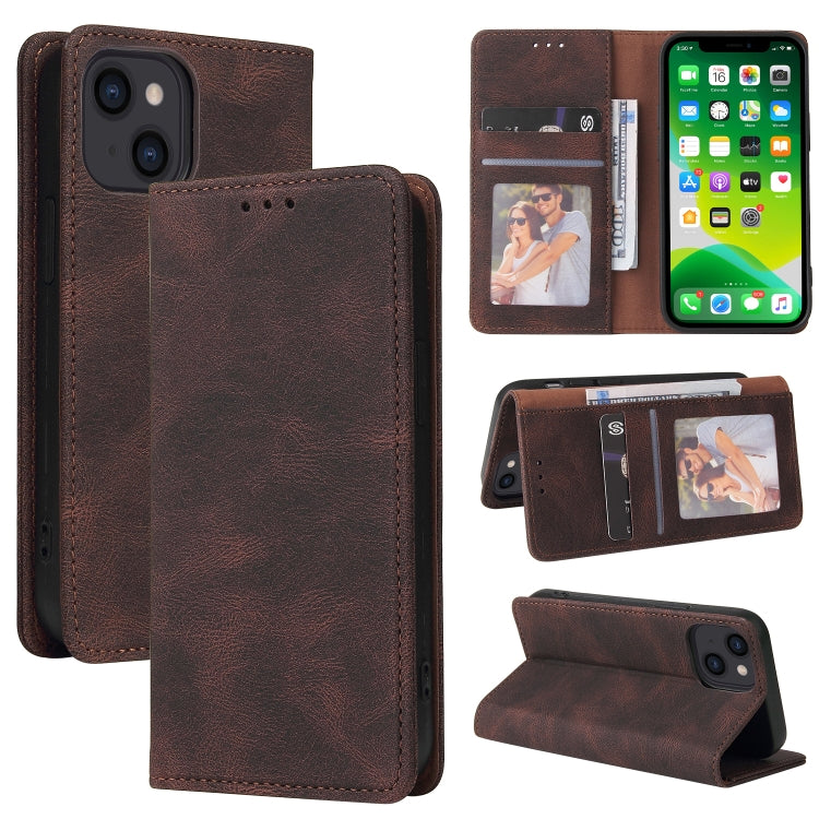 For iPhone 13 mini Simple Suction Closure Horizontal Flip Leather Case with Holder & Card Slot & Wallet