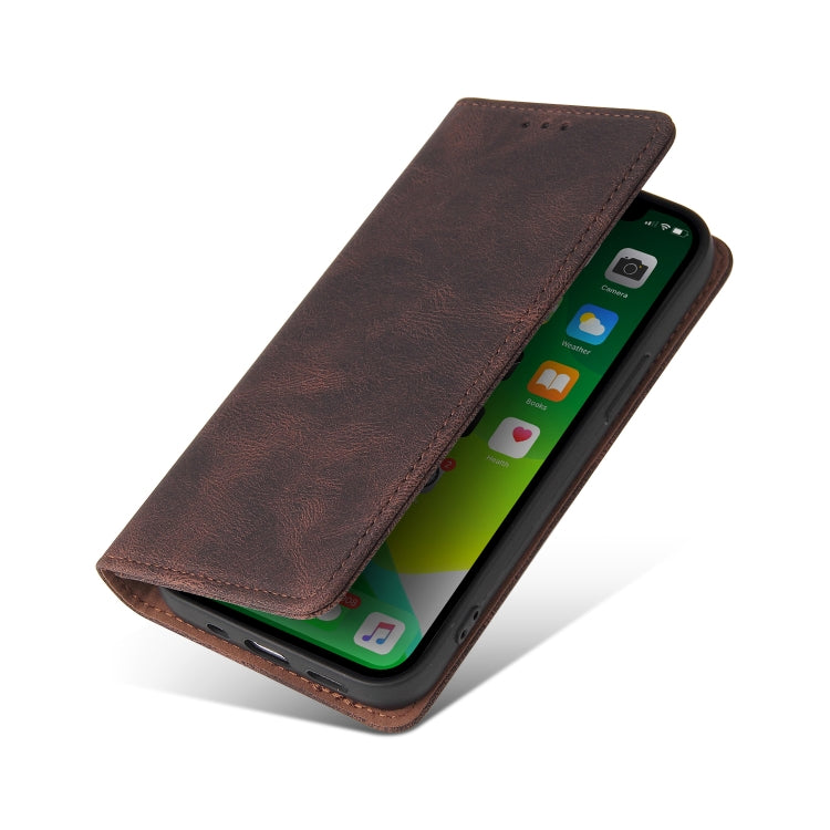 For iPhone 13 mini Simple Suction Closure Horizontal Flip Leather Case with Holder & Card Slot & Wallet