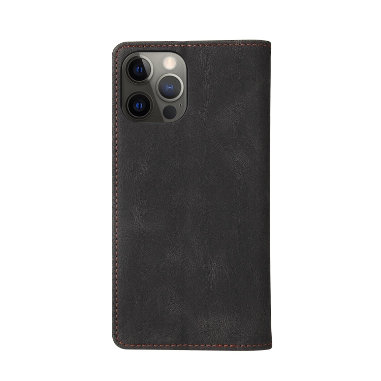 For iPhone 12 Pro Max Simple Suction Closure Horizontal Flip Leather Case with Holder & Card Slot & Wallet