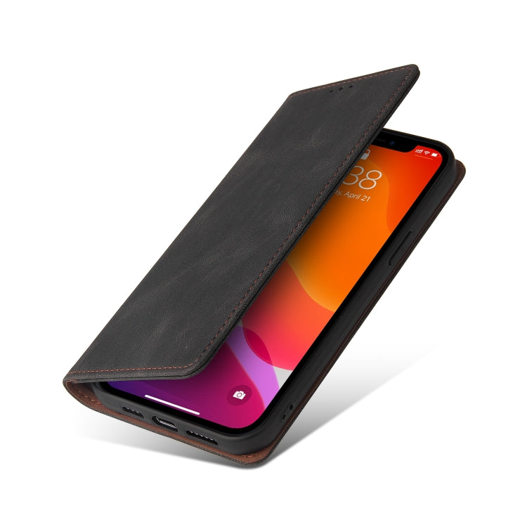 For iPhone 12 Pro Max Simple Suction Closure Horizontal Flip Leather Case with Holder & Card Slot & Wallet