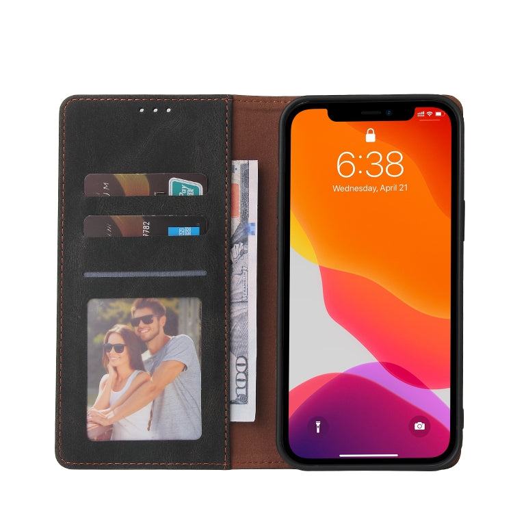 For iPhone 12 / 12 Pro Simple Suction Closure Horizontal Flip Leather Case with Holder & Card Slot & Wallet