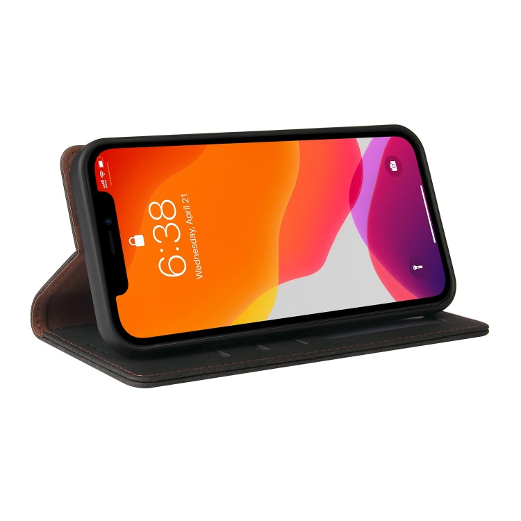 For iPhone 12 / 12 Pro Simple Suction Closure Horizontal Flip Leather Case with Holder & Card Slot & Wallet