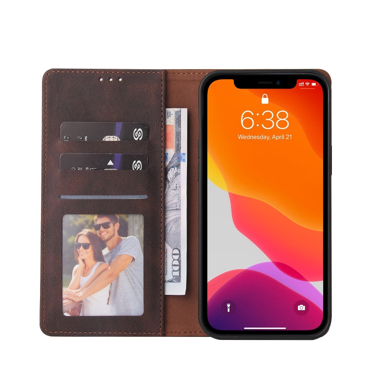 For iPhone 12 / 12 Pro Simple Suction Closure Horizontal Flip Leather Case with Holder & Card Slot & Wallet