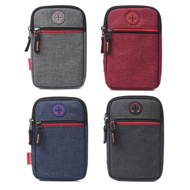 For 5.5-6.5 inch Mobile Phones Universal Canvas Waist Bag with Shoulder Strap & Earphone Jack