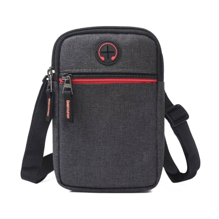 For 5.5-6.5 inch Mobile Phones Universal Canvas Waist Bag with Shoulder Strap & Earphone Jack