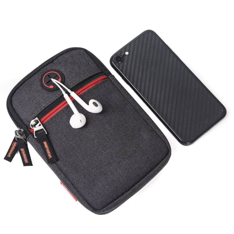 For 5.5-6.5 inch Mobile Phones Universal Canvas Waist Bag with Shoulder Strap & Earphone Jack