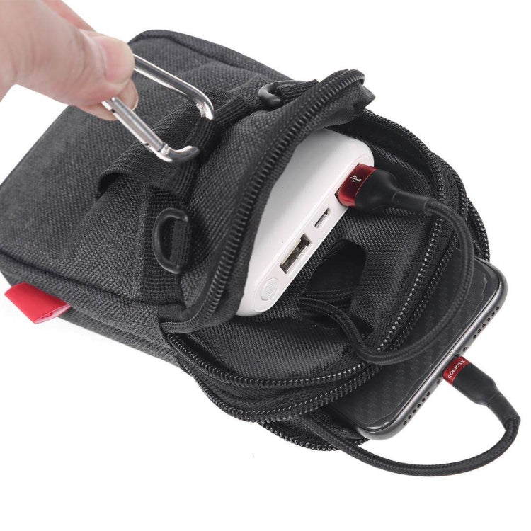 For 5.5-6.5 inch Mobile Phones Universal Canvas Waist Bag with Shoulder Strap & Earphone Jack
