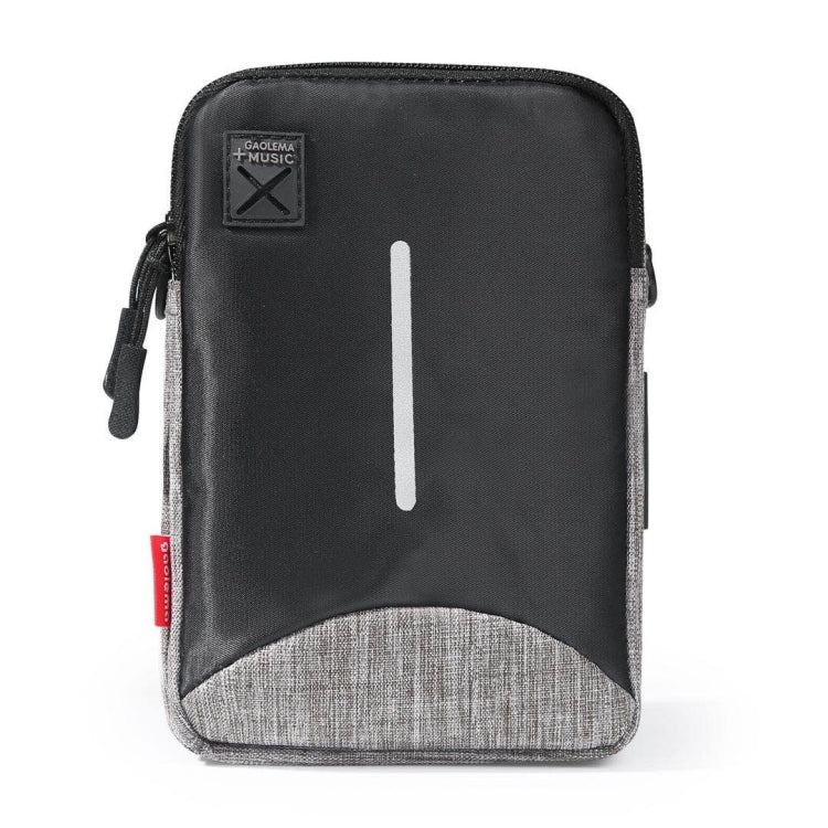 For 6-7 inch Mobile Phone Universal Silver Wire Canvas Waist Bag with Shoulder Strap & Earphone Hole & USB Cable Hole