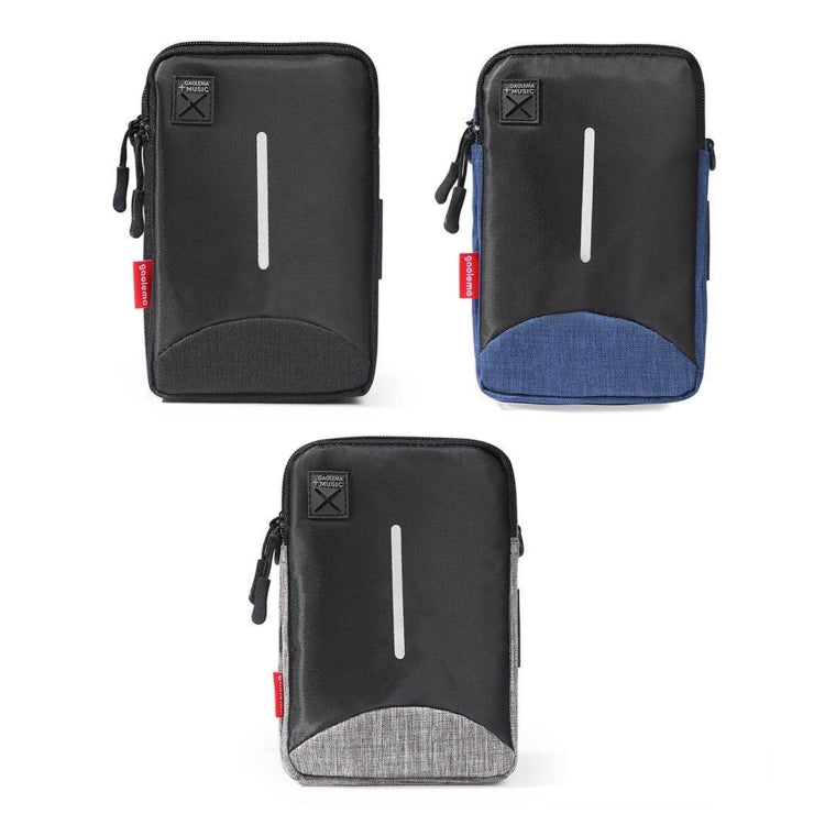 For 6-7 inch Mobile Phone Universal Silver Wire Canvas Waist Bag with Shoulder Strap & Earphone Hole & USB Cable Hole