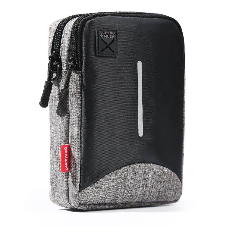 For 6-7 inch Mobile Phone Universal Silver Wire Canvas Waist Bag with Shoulder Strap & Earphone Hole & USB Cable Hole