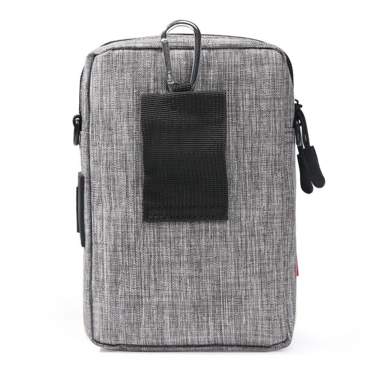 For 6-7 inch Mobile Phone Universal Silver Wire Canvas Waist Bag with Shoulder Strap & Earphone Hole & USB Cable Hole