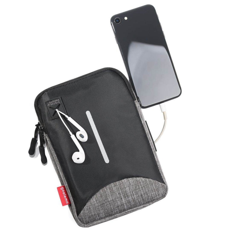 For 6-7 inch Mobile Phone Universal Silver Wire Canvas Waist Bag with Shoulder Strap & Earphone Hole & USB Cable Hole