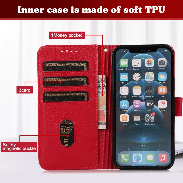 For iPhone 13 Pro Embossed Big Small Concentric Squares Pattern Horizontal Flip Leather Case with Card Slot & Holder & Wallet