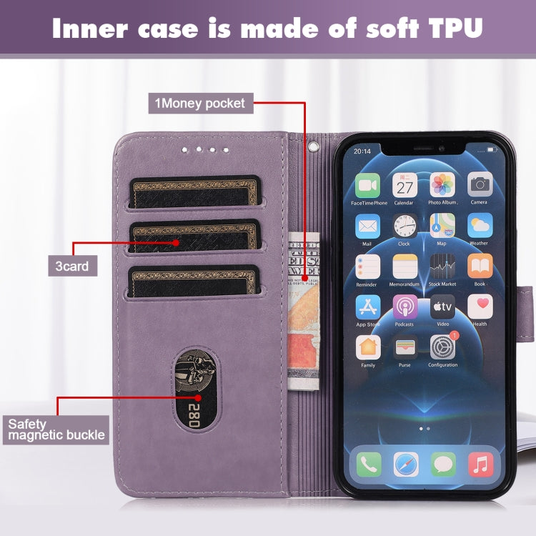 For iPhone 13 Pro Max Embossed Big Small Concentric Squares Pattern Horizontal Flip Leather Case with Card Slot & Holder & Wallet
