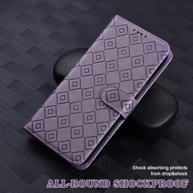 For iPhone 12 Pro Max Embossed Big Small Concentric Squares Pattern Horizontal Flip Leather Case with Card Slot & Holder & Wallet