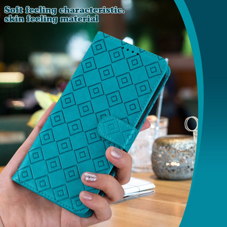 For iPhone 12 Pro Max Embossed Big Small Concentric Squares Pattern Horizontal Flip Leather Case with Card Slot & Holder & Wallet