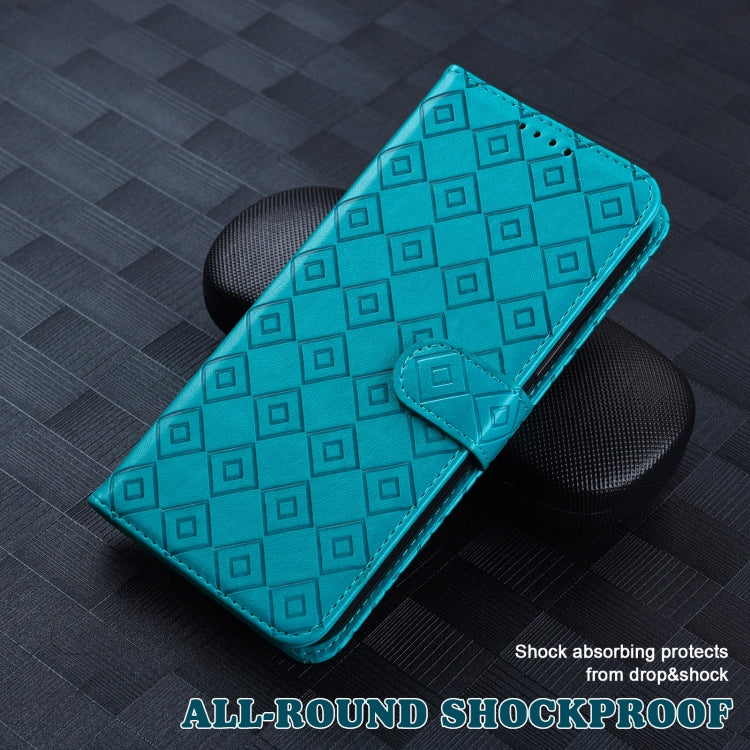 For iPhone 11 Embossed Big Small Concentric Squares Pattern Horizontal Flip Leather Case with Card Slot & Holder & Wallet