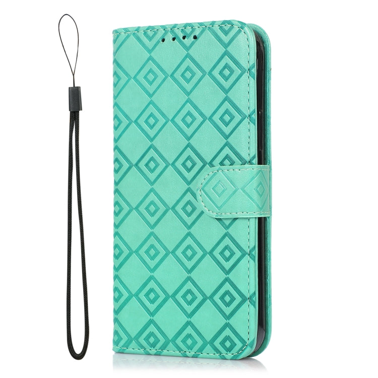 For iPhone XR Embossed Big Small Concentric Squares Pattern Horizontal Flip Leather Case with Card Slot & Holder & Wallet