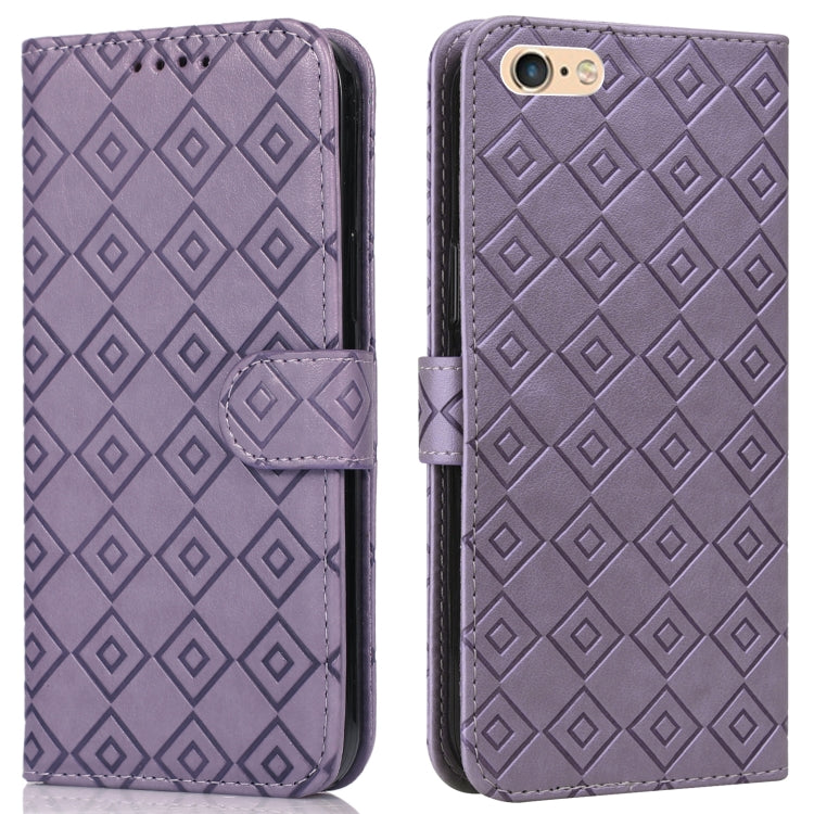 Embossed Big Small Concentric Squares Pattern Horizontal Flip Leather Case with Card Slot & Holder & Wallet For iPhone 8 Plus/7 Plus/6s Plus/6 Plus