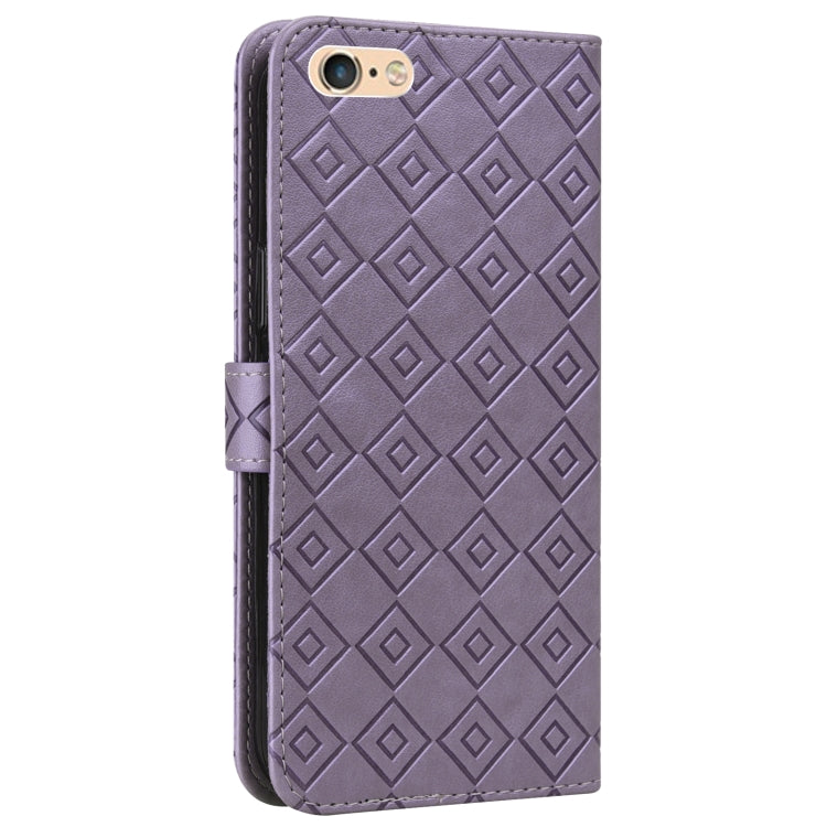Embossed Big Small Concentric Squares Pattern Horizontal Flip Leather Case with Card Slot & Holder & Wallet For iPhone 8 Plus/7 Plus/6s Plus/6 Plus