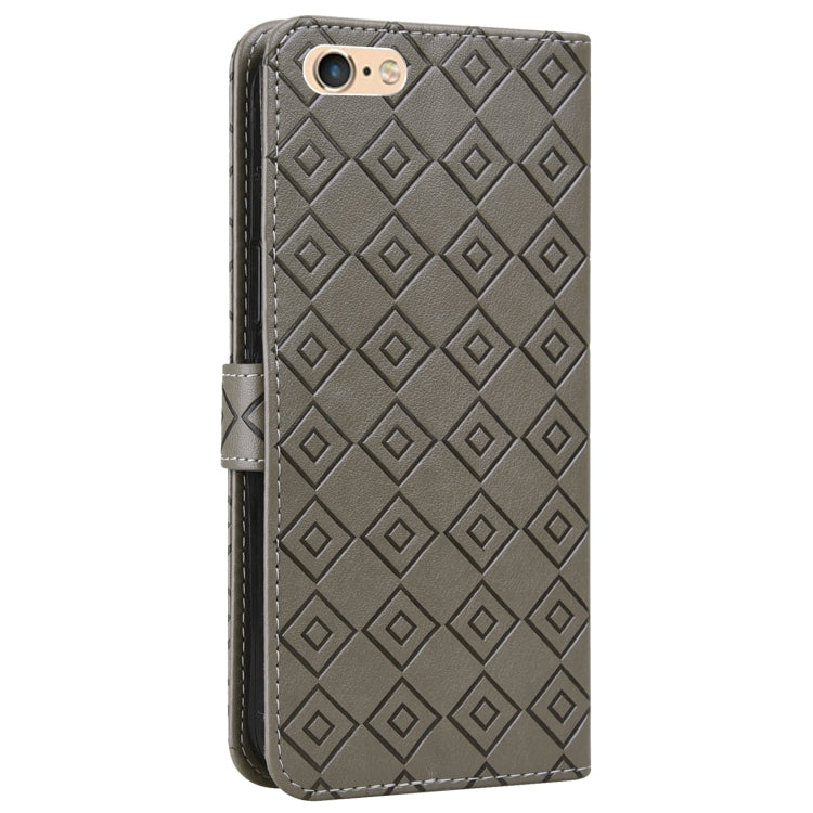 Embossed Big Small Concentric Squares Pattern Horizontal Flip Leather Case with Card Slot & Holder & Wallet For iPhone 8 Plus/7 Plus/6s Plus/6 Plus