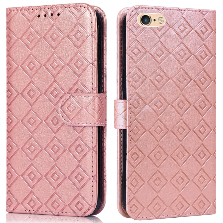Embossed Big Small Concentric Squares Pattern Horizontal Flip Leather Case with Card Slot & Holder & Wallet For iPhone 8 Plus/7 Plus/6s Plus/6 Plus