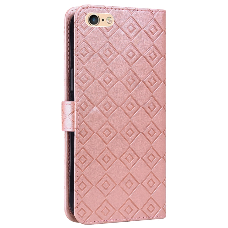 Embossed Big Small Concentric Squares Pattern Horizontal Flip Leather Case with Card Slot & Holder & Wallet For iPhone 8 Plus/7 Plus/6s Plus/6 Plus