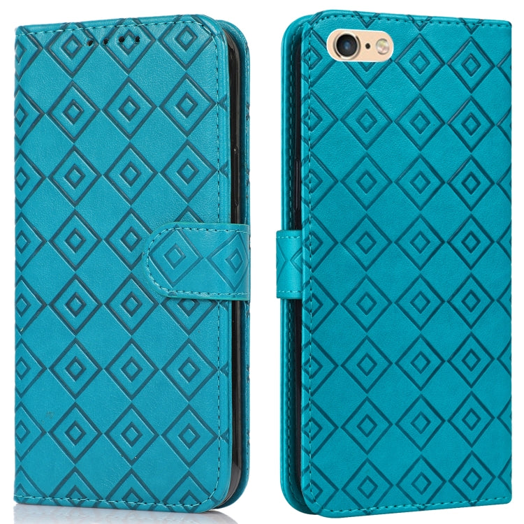 Embossed Big Small Concentric Squares Pattern Horizontal Flip Leather Case with Card Slot & Holder & Wallet For iPhone 8 Plus/7 Plus/6s Plus/6 Plus