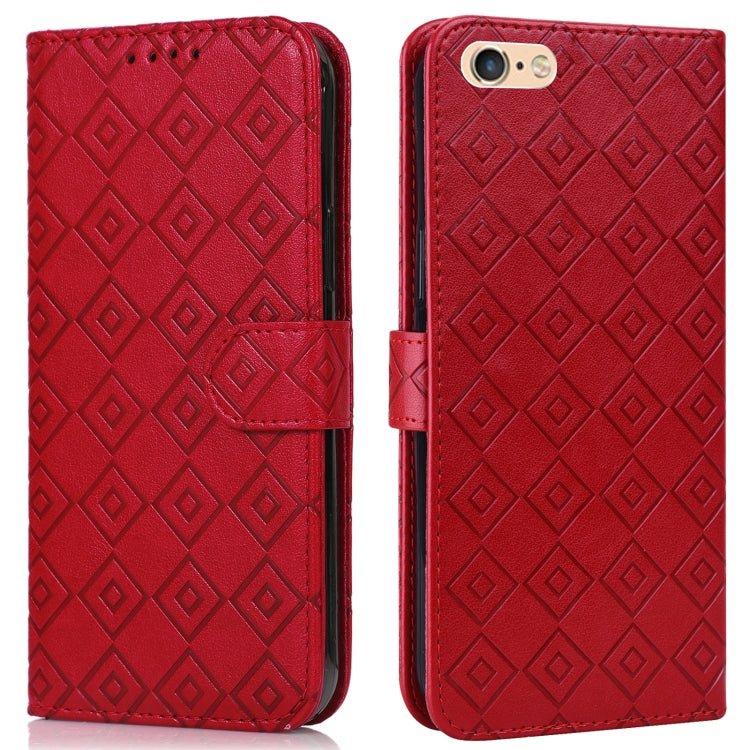 Embossed Big Small Concentric Squares Pattern Horizontal Flip Leather Case with Card Slot & Holder & Wallet For iPhone 8 Plus/7 Plus/6s Plus/6 Plus