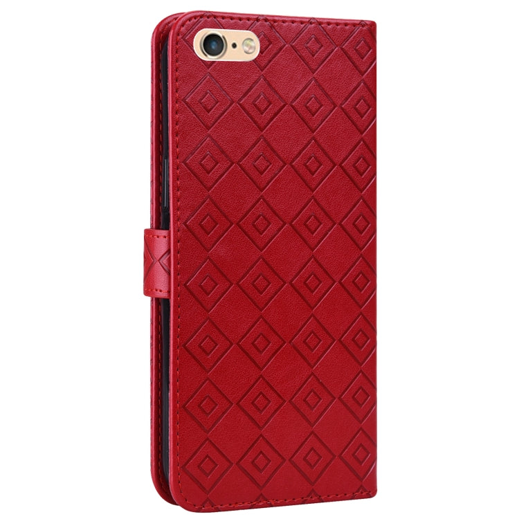 Embossed Big Small Concentric Squares Pattern Horizontal Flip Leather Case with Card Slot & Holder & Wallet For iPhone 8 Plus/7 Plus/6s Plus/6 Plus