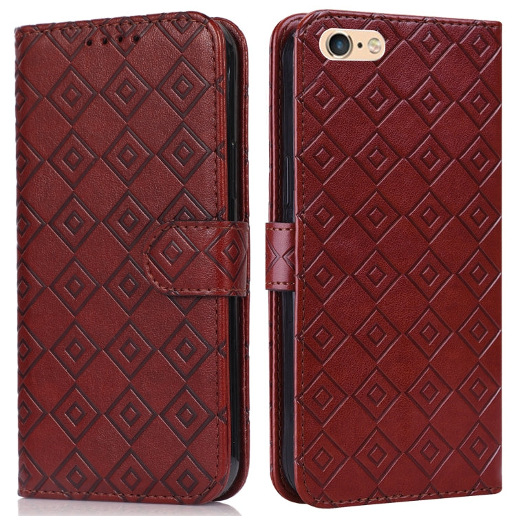 Embossed Big Small Concentric Squares Pattern Horizontal Flip Leather Case with Card Slot & Holder & Wallet For iPhone 8 Plus/7 Plus/6s Plus/6 Plus
