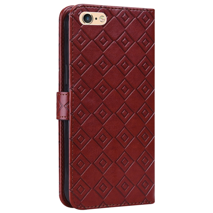 Embossed Big Small Concentric Squares Pattern Horizontal Flip Leather Case with Card Slot & Holder & Wallet For iPhone 8 Plus/7 Plus/6s Plus/6 Plus