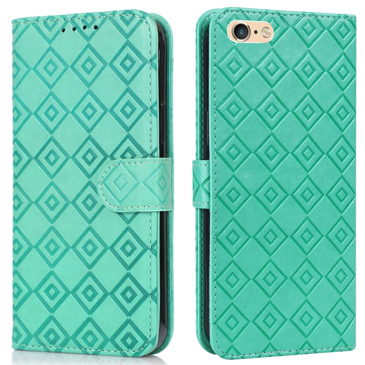Embossed Big Small Concentric Squares Pattern Horizontal Flip Leather Case with Card Slot & Holder & Wallet For iPhone 8 Plus/7 Plus/6s Plus/6 Plus