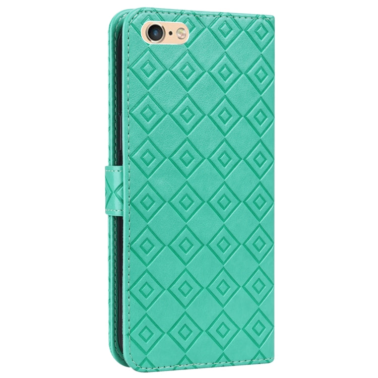 Embossed Big Small Concentric Squares Pattern Horizontal Flip Leather Case with Card Slot & Holder & Wallet For iPhone 8 Plus/7 Plus/6s Plus/6 Plus
