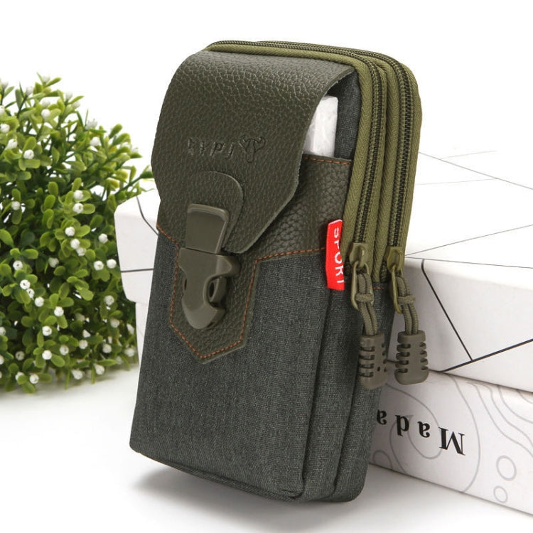 For 6-7 inch Mobile Phones Universal PU Leather + Fabric Stitching Waist Bag