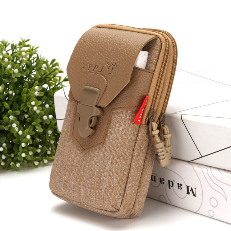 For 6-7 inch Mobile Phones Universal PU Leather + Fabric Stitching Waist Bag