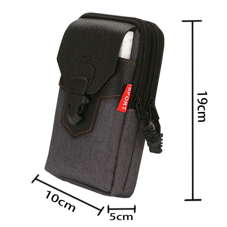 For 6-7 inch Mobile Phones Universal PU Leather + Fabric Stitching Waist Bag