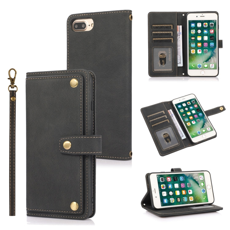PU + TPU Horizontal Flip Leather Case with Holder & Card Slot & Wallet & Lanyard For iPhone 8 Plus & 7 Plus