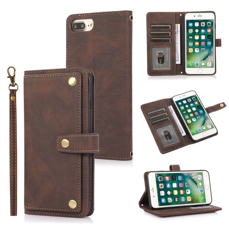 PU + TPU Horizontal Flip Leather Case with Holder & Card Slot & Wallet & Lanyard For iPhone 8 Plus & 7 Plus