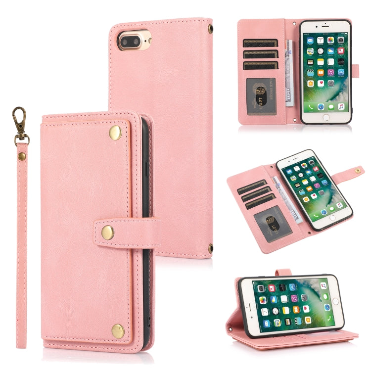 PU + TPU Horizontal Flip Leather Case with Holder & Card Slot & Wallet & Lanyard For iPhone 8 Plus & 7 Plus