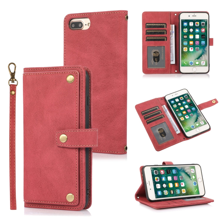 PU + TPU Horizontal Flip Leather Case with Holder & Card Slot & Wallet & Lanyard For iPhone 8 Plus & 7 Plus